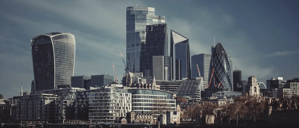 The City of London skyline seen across the Thames, from 20 Fenchurch Street to 30 St Mary Axe